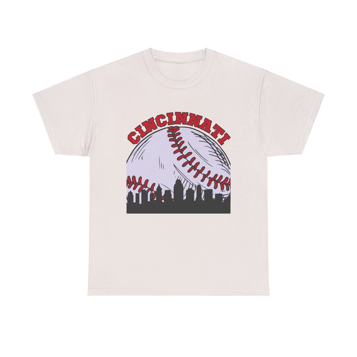 Cincinnati Skyline Baseball Unisex Heavy Cotton Tee