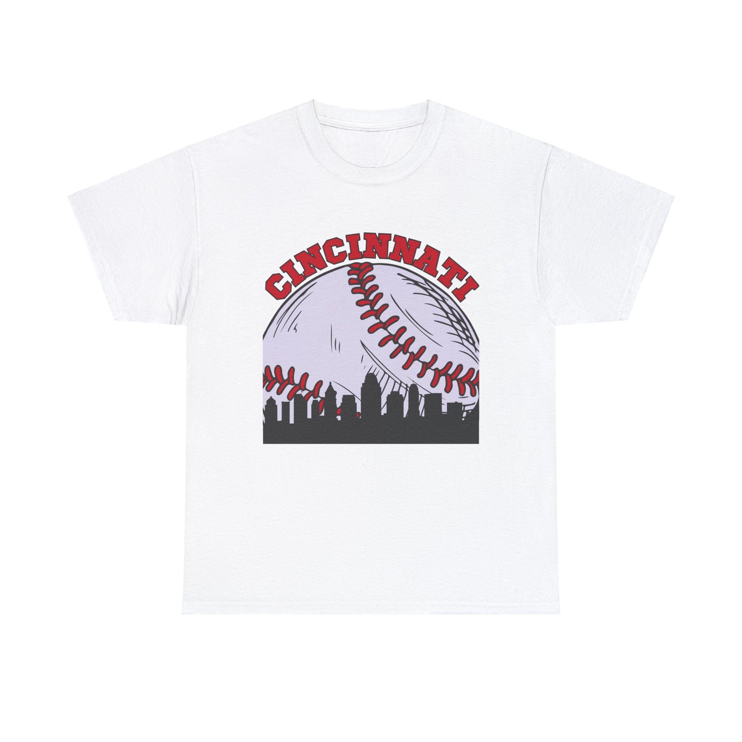 Cincinnati Skyline Baseball Unisex Heavy Cotton Tee