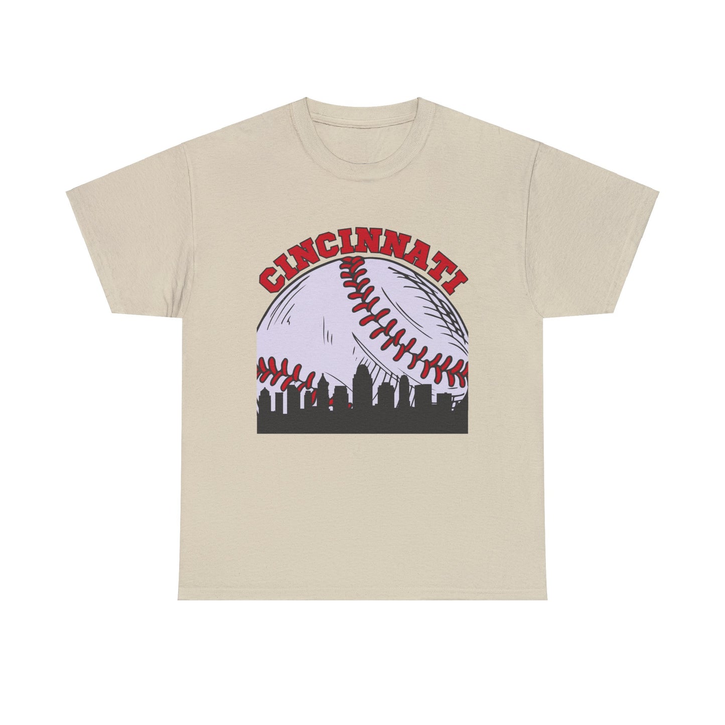 Cincinnati Skyline Baseball Unisex Heavy Cotton Tee