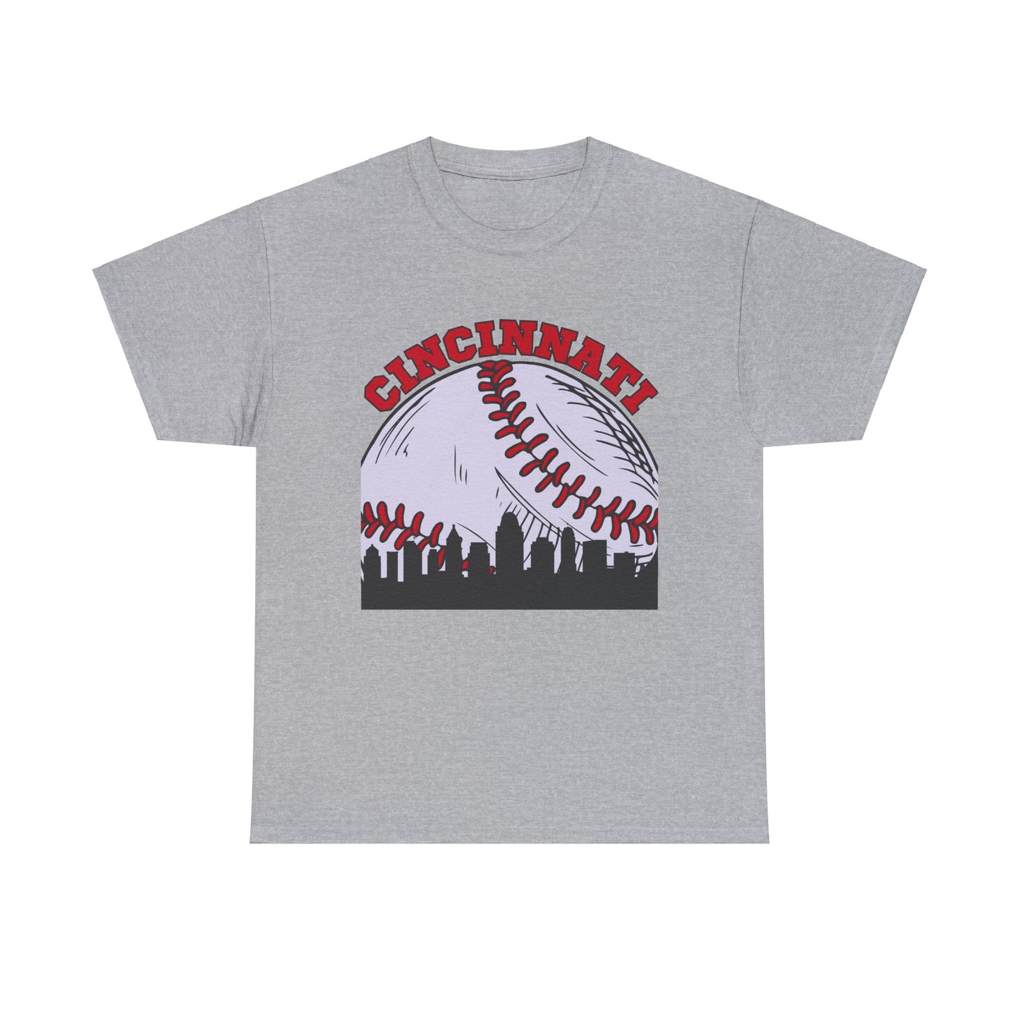 Cincinnati Skyline Baseball Unisex Heavy Cotton Tee