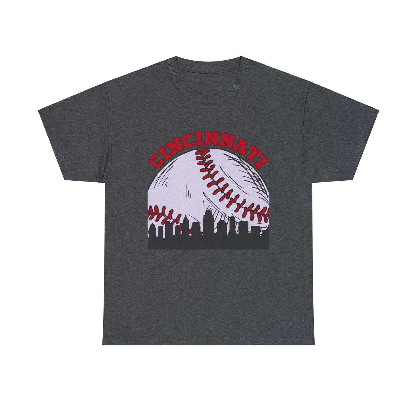 Cincinnati Skyline Baseball Unisex Heavy Cotton Tee