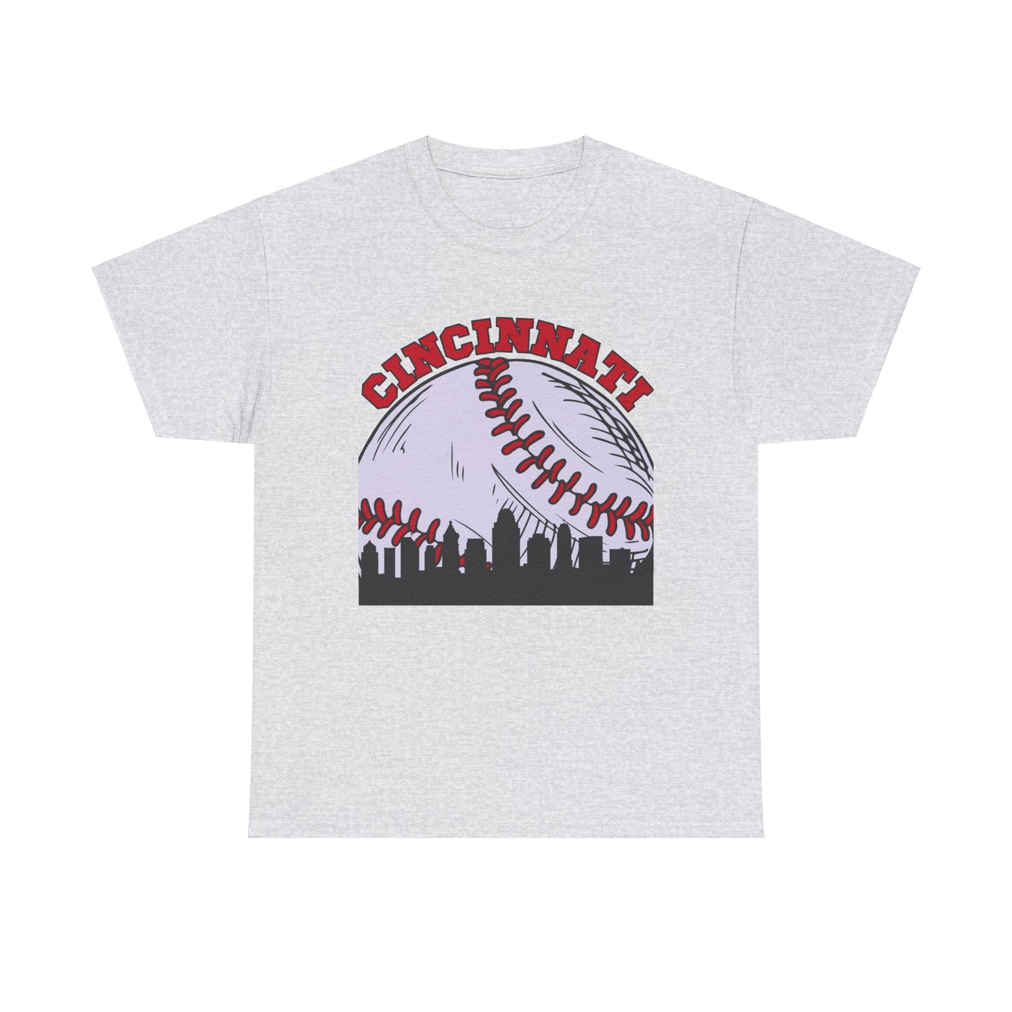 Cincinnati Skyline Baseball Unisex Heavy Cotton Tee