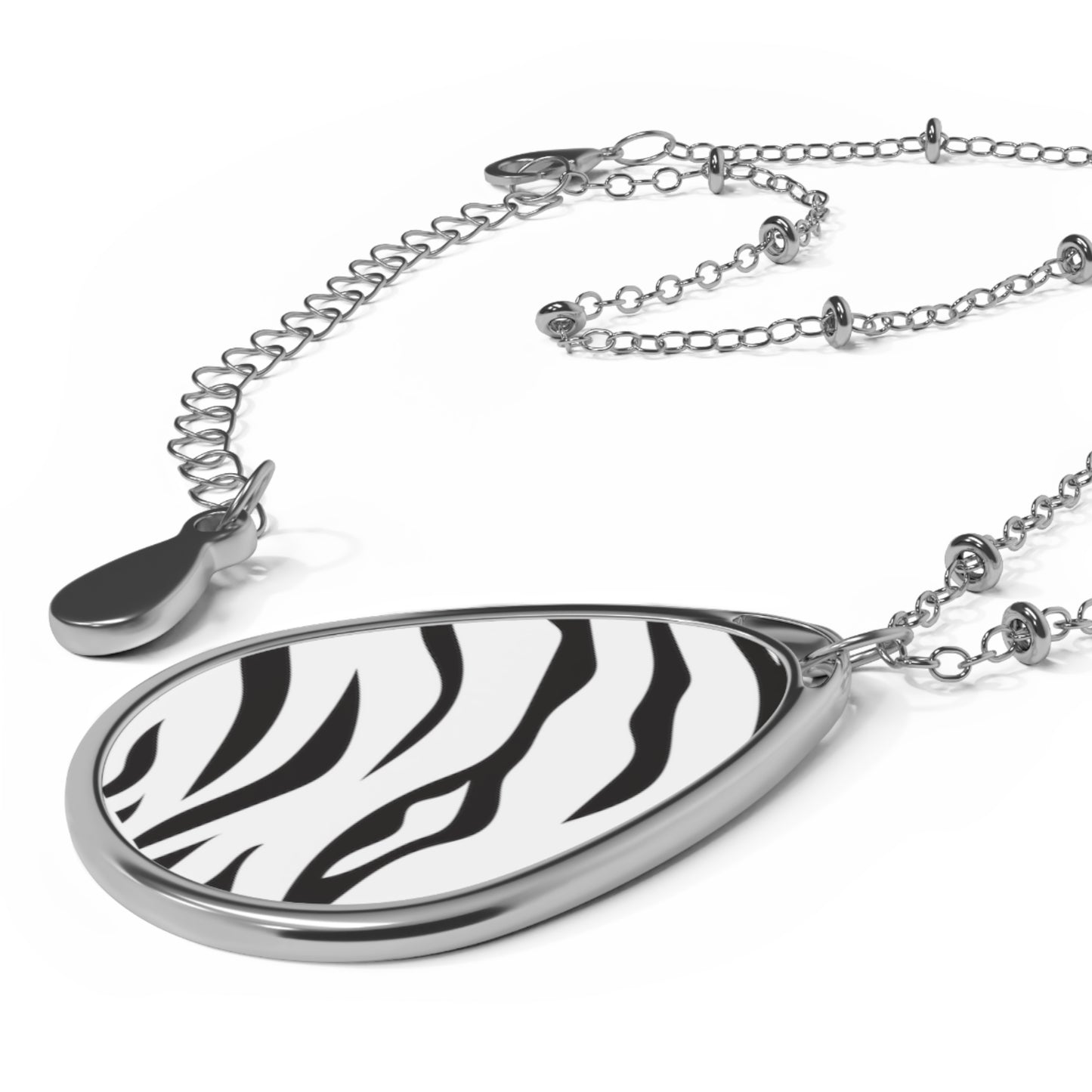 White Tiger Stripes Cincinnati Bengals Oval Necklace