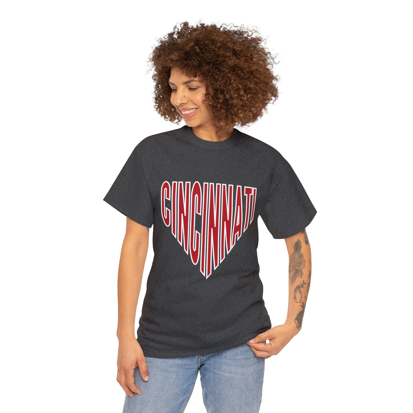 Cincinnati Baseball Plate Unisex Heavy Cotton Tee - Gathered Threds Cincy - T-Shirt