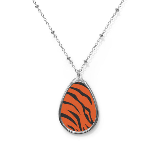 Tiger Stripes Cincinnati Bengals Oval Necklace