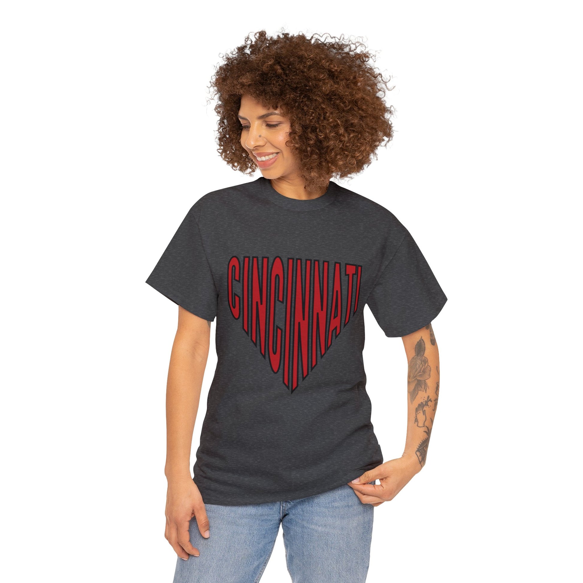 Cincinnati Baseball Plate Unisex Heavy Cotton Tee - Gathered Threds Cincy - T-Shirt