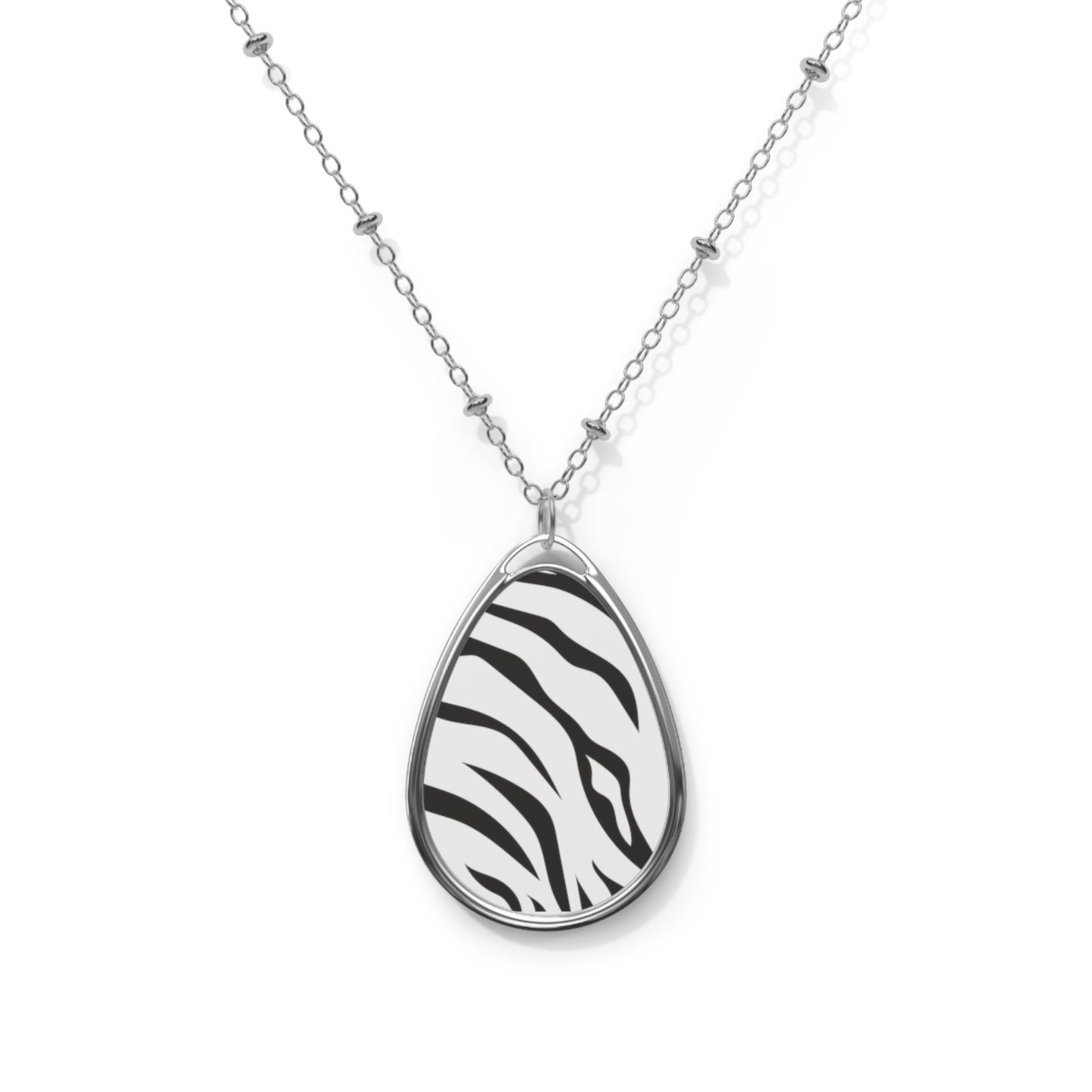 White Tiger Stripes Cincinnati Bengals Oval Necklace