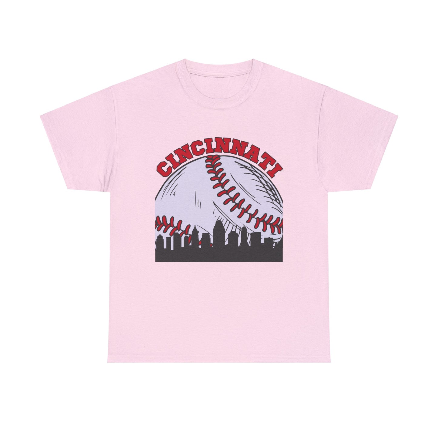 Cincinnati Skyline Baseball Unisex Heavy Cotton Tee