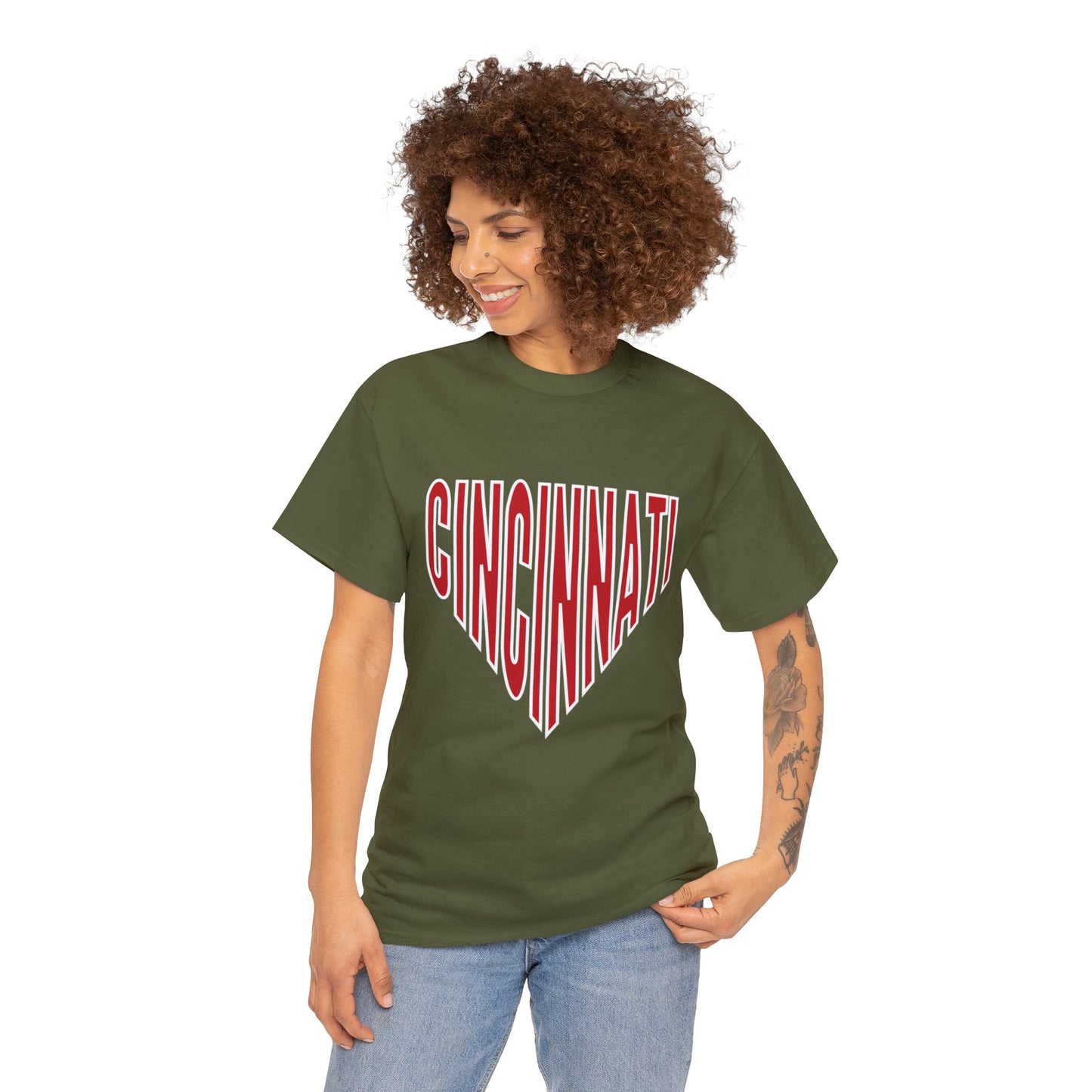 Cincinnati Baseball Plate Unisex Heavy Cotton Tee - Gathered Threds Cincy - T-Shirt