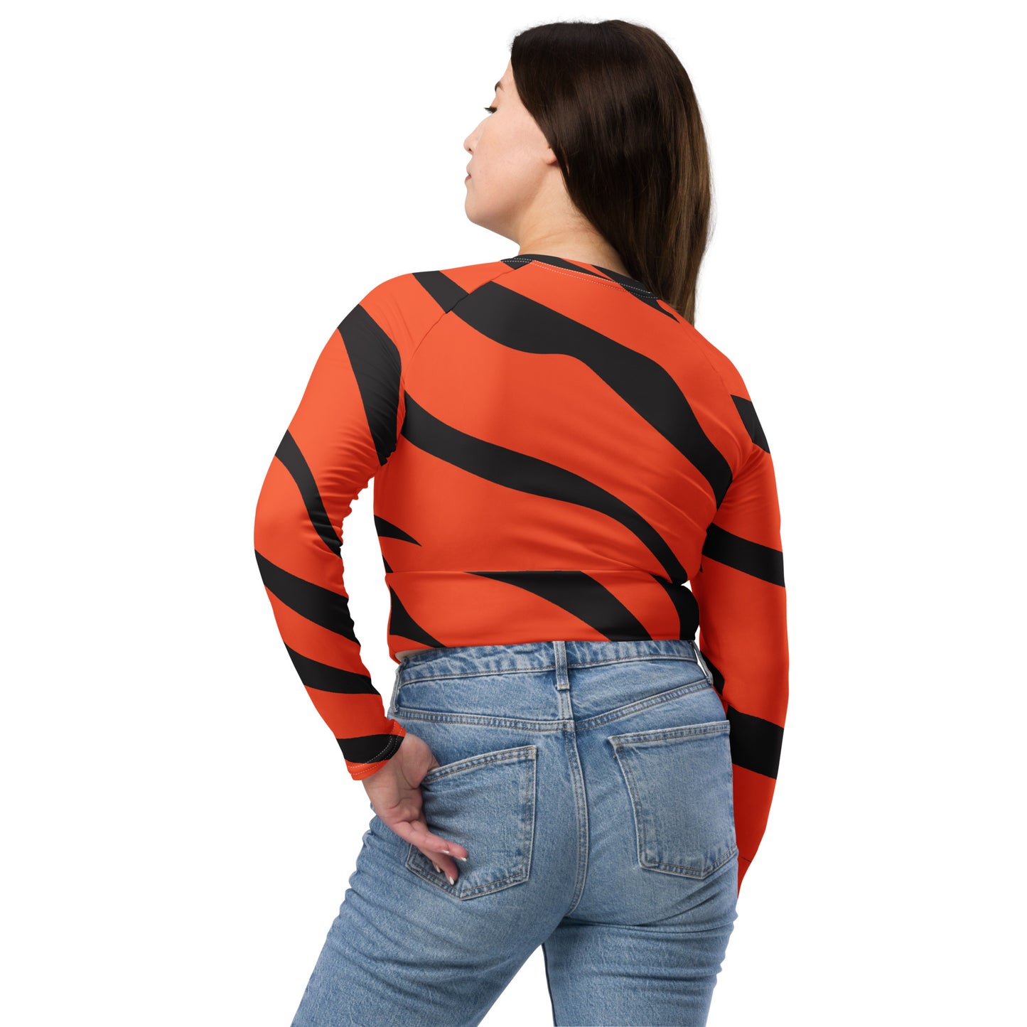 Tiger Stripe Cincinnati Bengals Recycled Long-Sleeve Crop Top