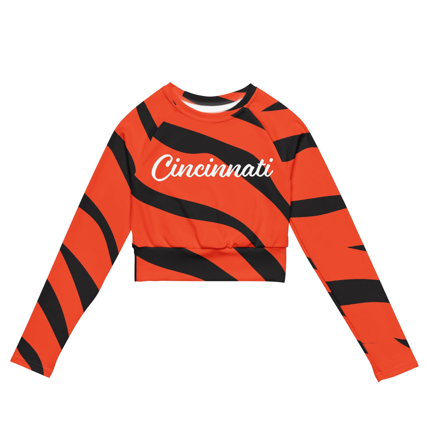 Tiger Stripe Cincinnati Bengals Recycled Long-Sleeve Crop Top