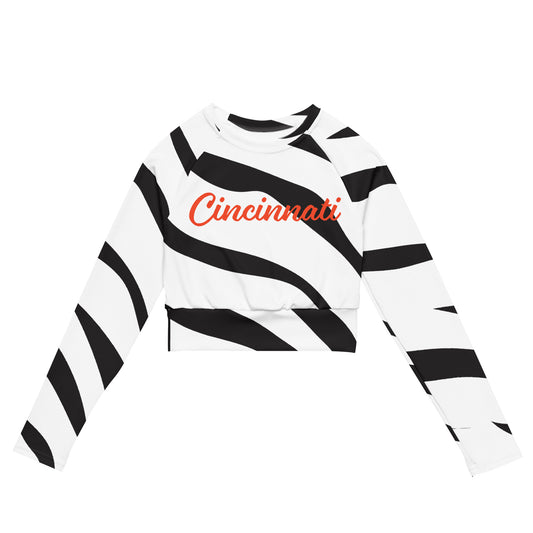 Tiger Stripe Cincinnati Bengals Recycled Long-Sleeve Crop Top