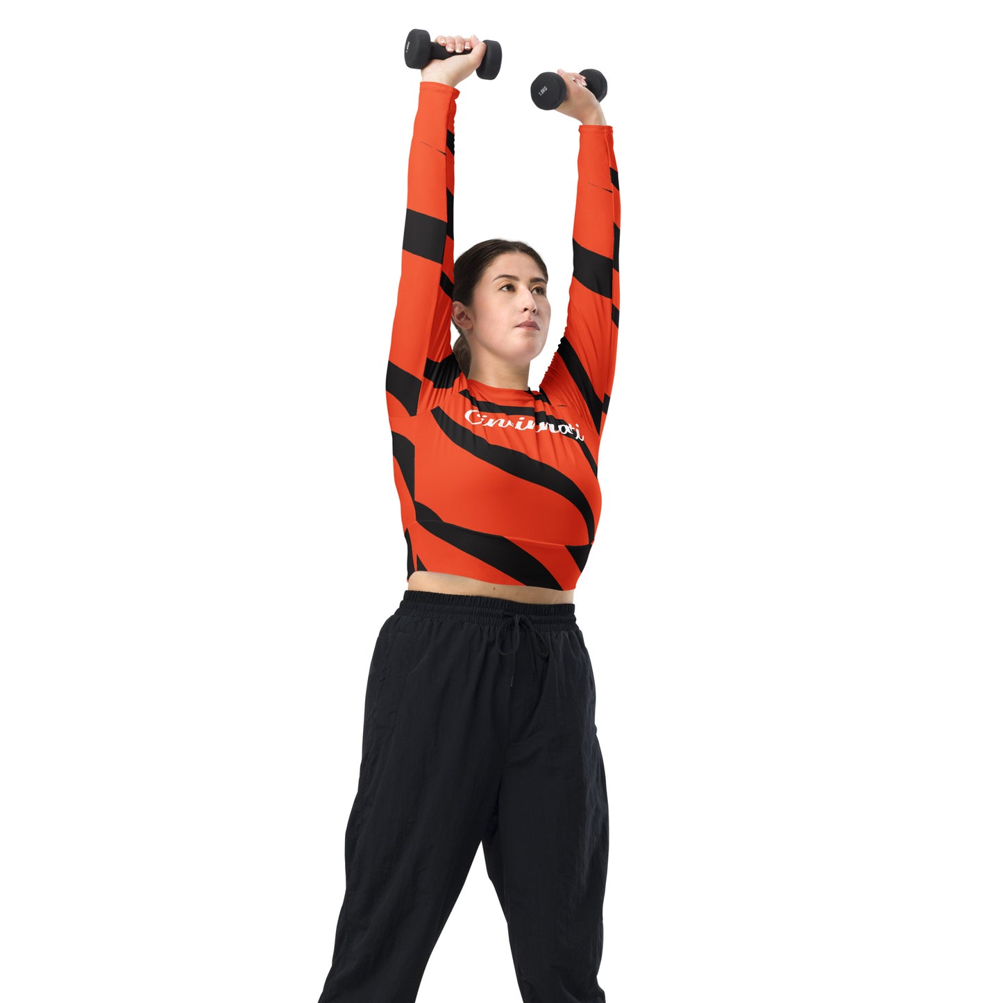 Tiger Stripe Cincinnati Bengals Recycled Long-Sleeve Crop Top