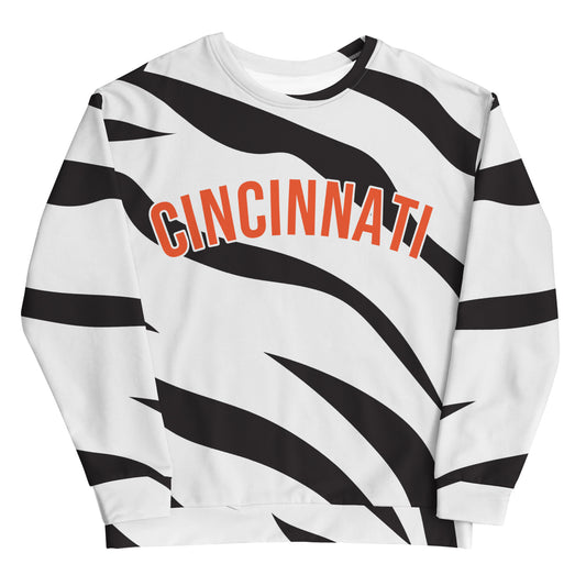 White Tiger Stripes Cincinnati Bengals Unisex Sweatshirt