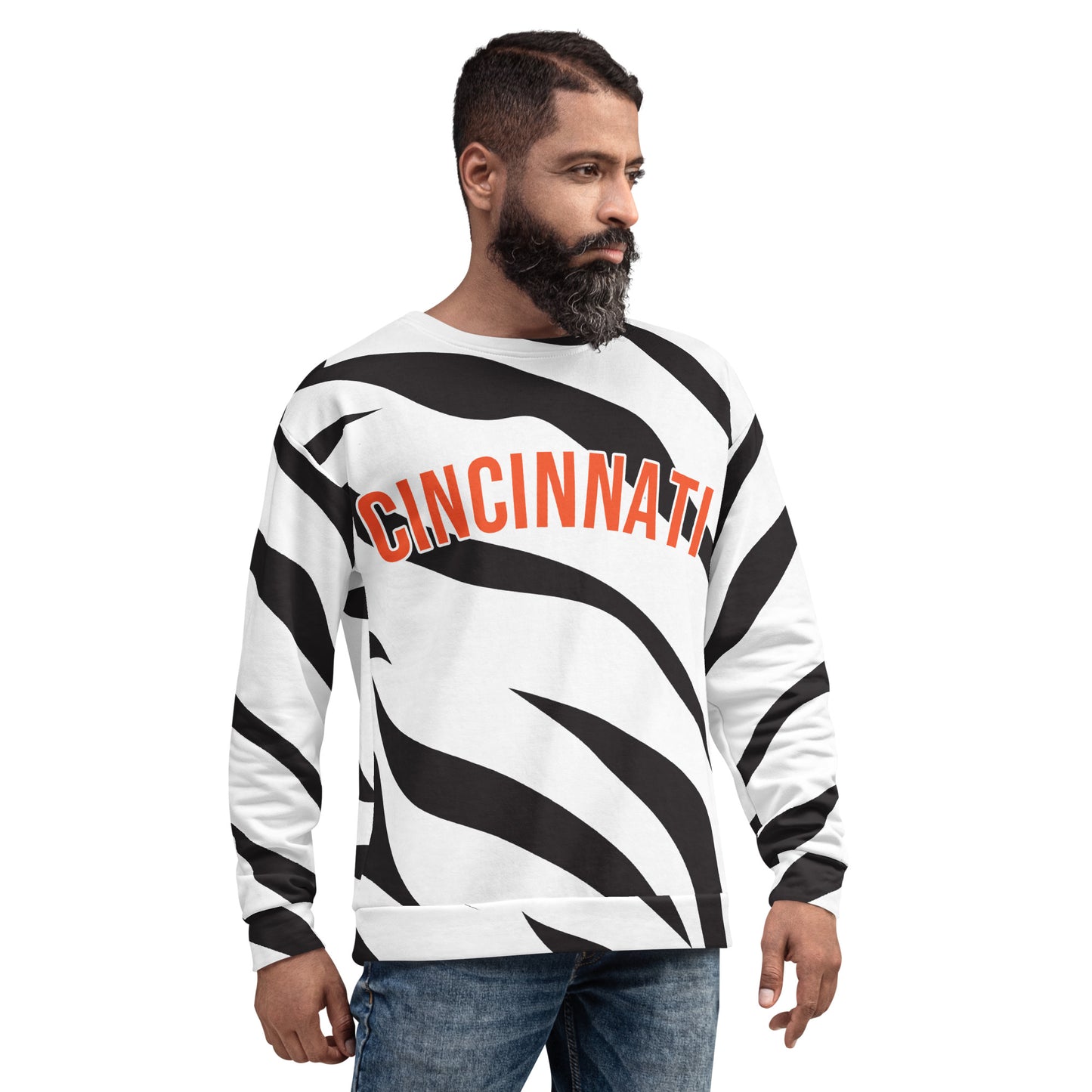 White Tiger Stripes Cincinnati Bengals Unisex Sweatshirt