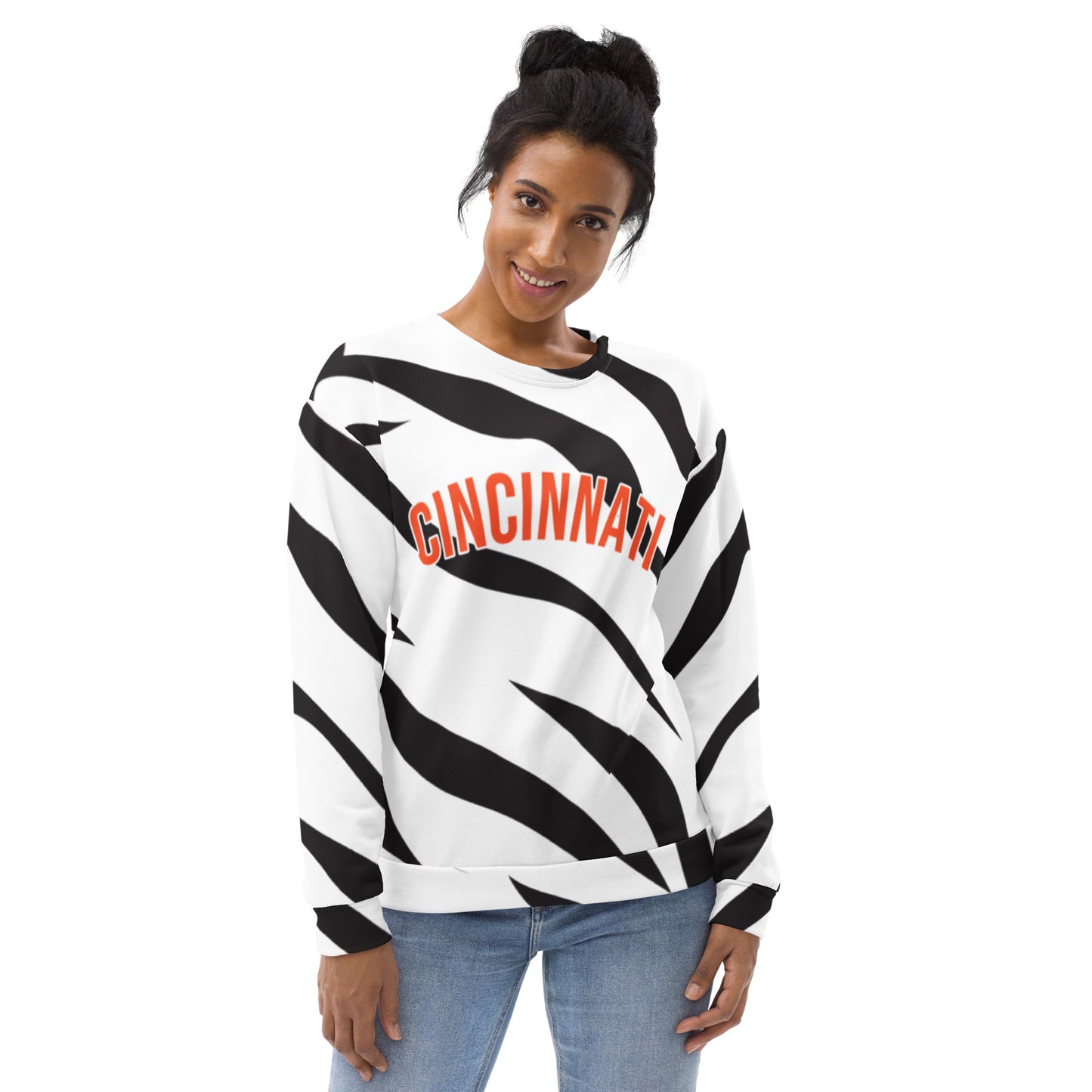 White Tiger Stripes Cincinnati Bengals Unisex Sweatshirt