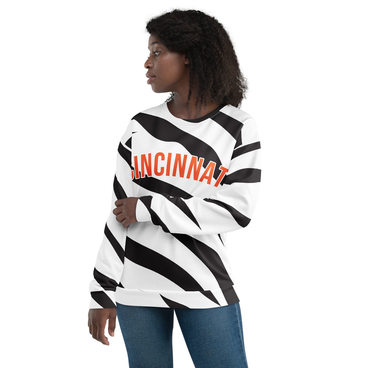 White Tiger Stripes Cincinnati Bengals Unisex Sweatshirt