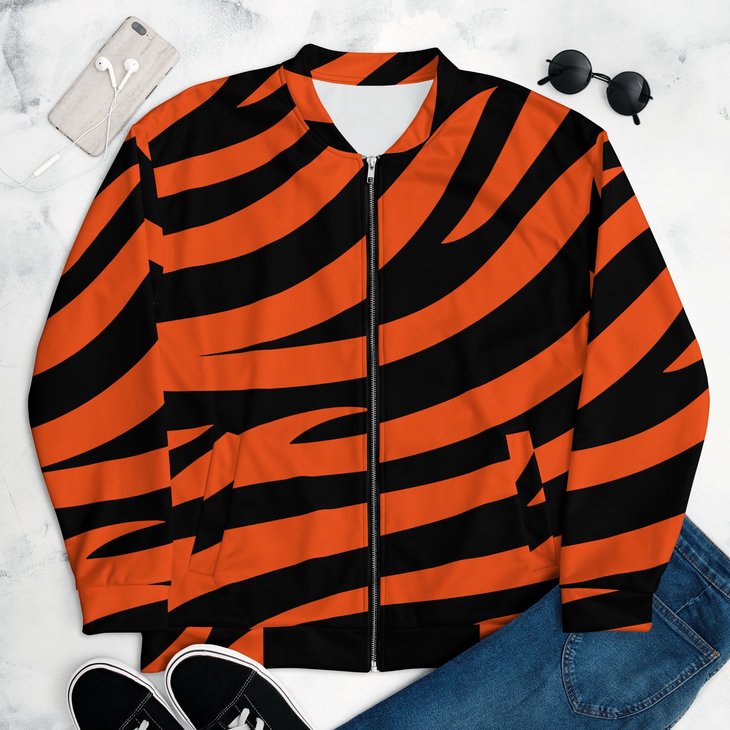 Tiger Stripe Cincinnati Bengals Unisex Bomber Jacket