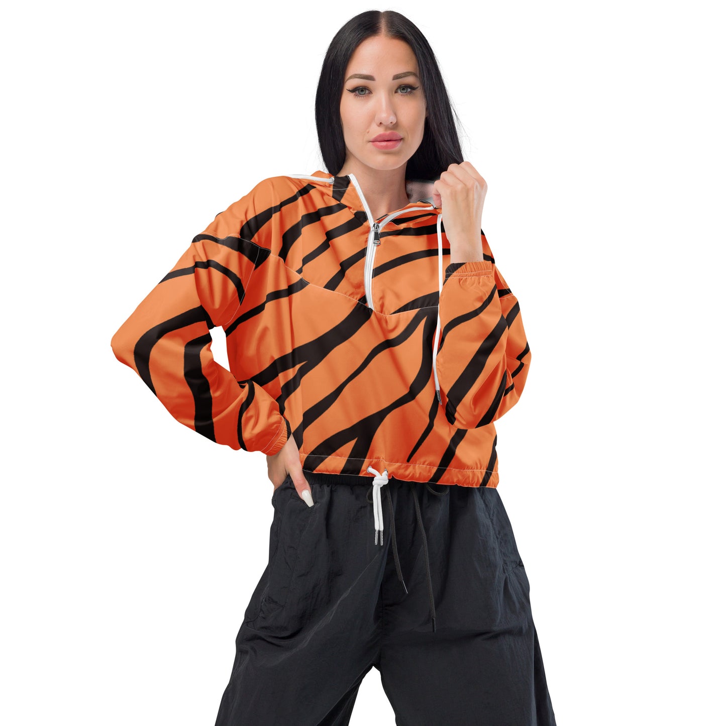 Tiger Stripe Cincinnati Bengals Women’s Cropped Windbreaker