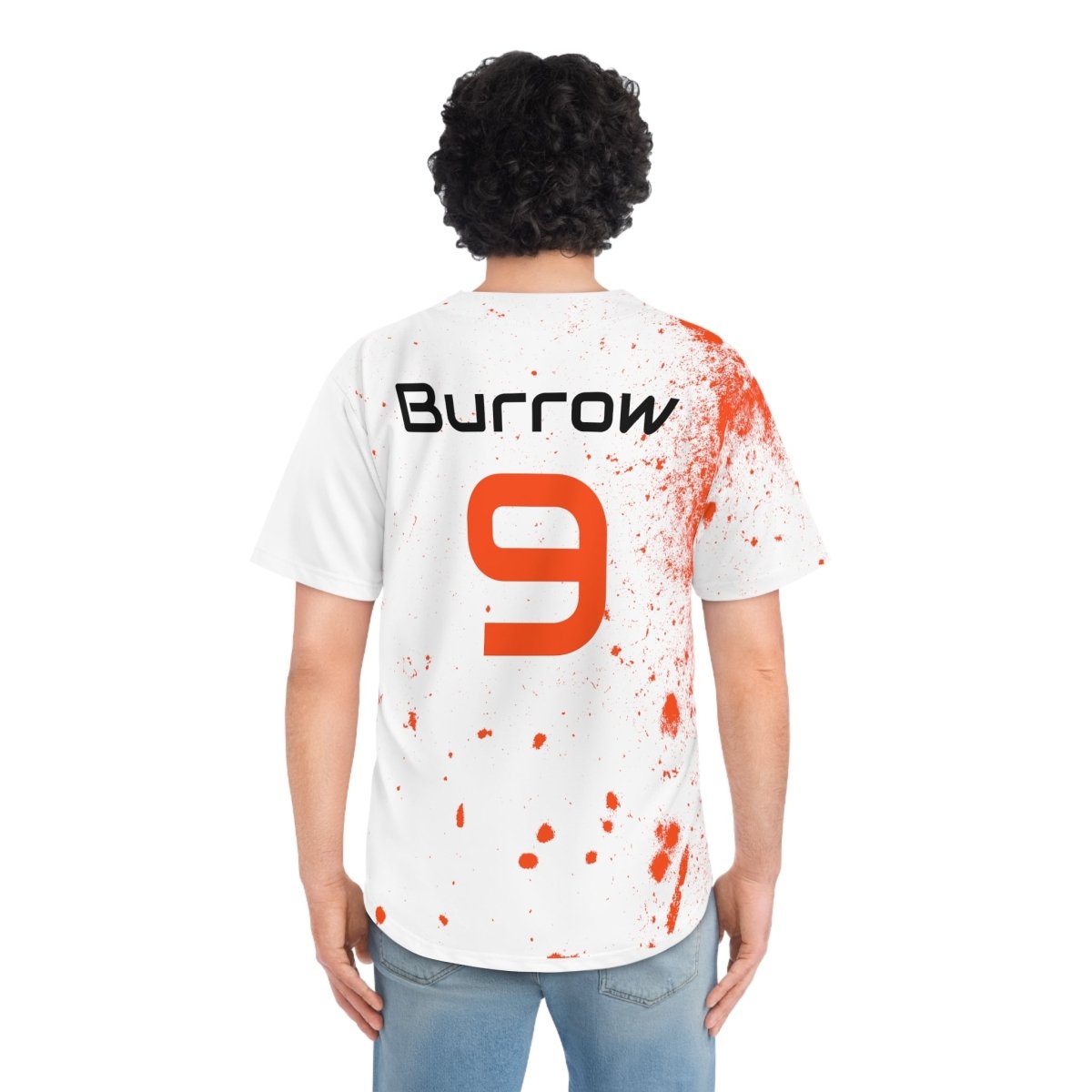 Burrow Splatter Cincinnati Bengals Men's Baseball Jersey - Gathered Threds Cincy - All Over Prints