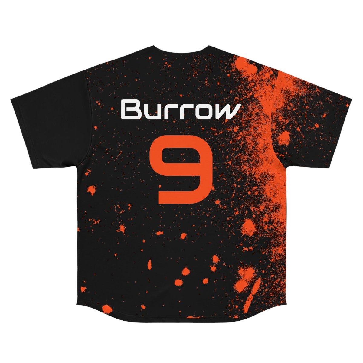 Burrow Splatter Cincinnati Bengals Men's Baseball Jersey - Gathered Threds Cincy - All Over Prints