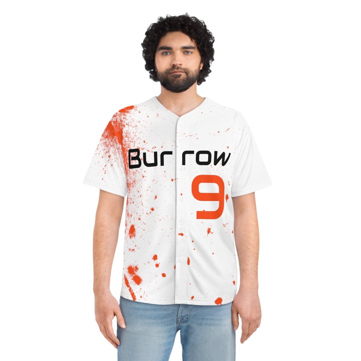 Burrow Splatter Cincinnati Bengals Men's Baseball Jersey - Gathered Threds Cincy - All Over Prints