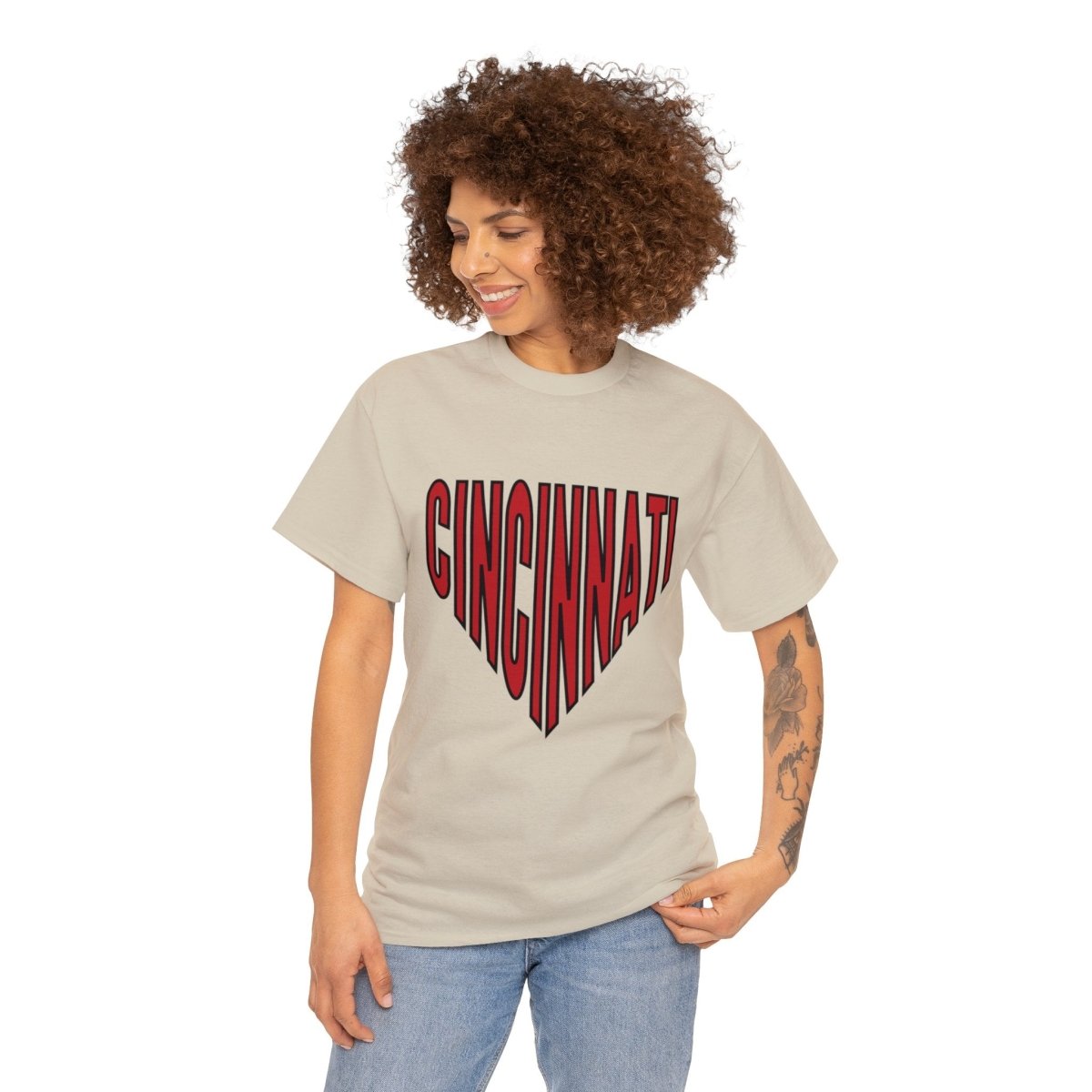 Cincinnati Baseball Plate Unisex Heavy Cotton Tee - Gathered Threds Cincy - T-Shirt