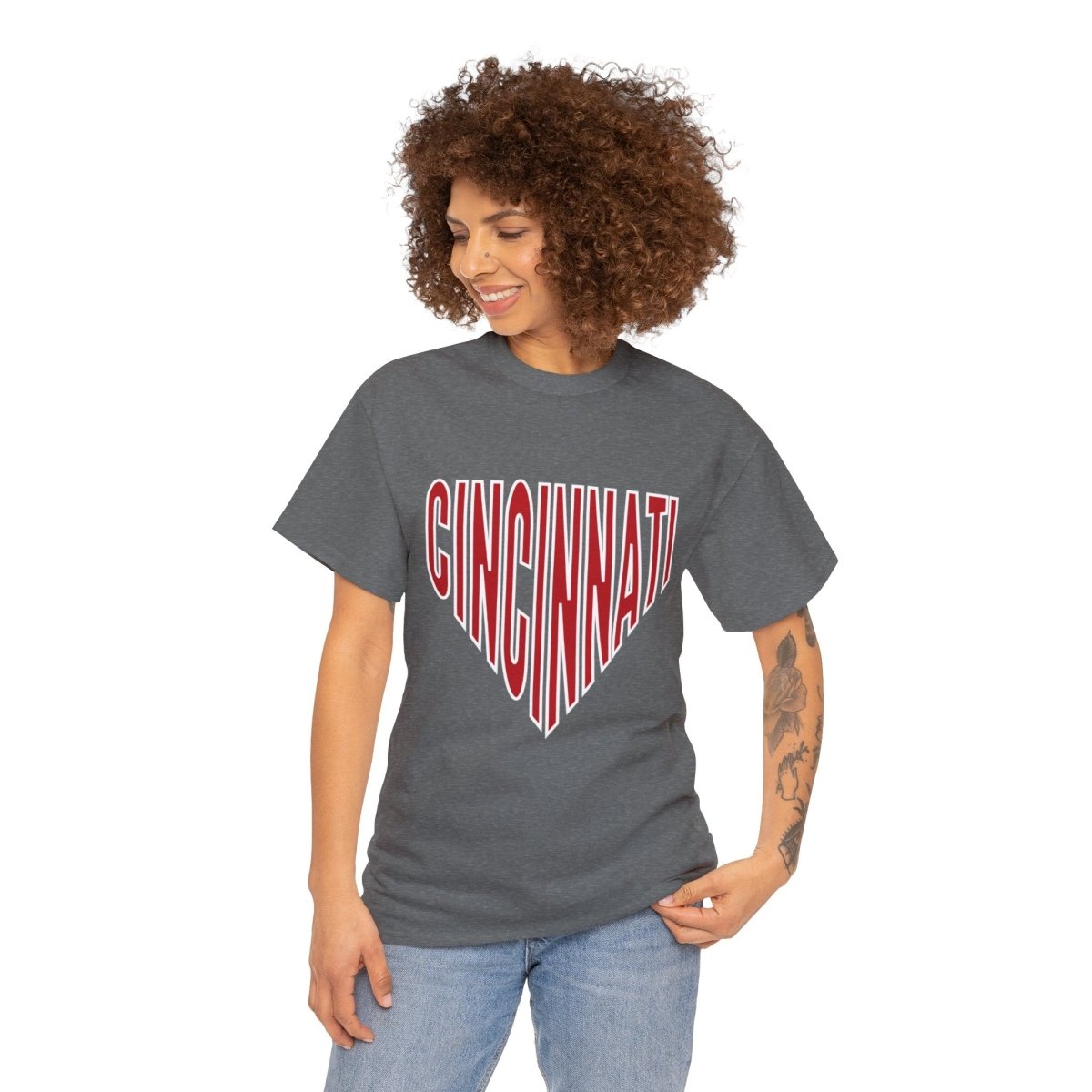 Cincinnati Baseball Plate Unisex Heavy Cotton Tee - Gathered Threds Cincy - T-Shirt