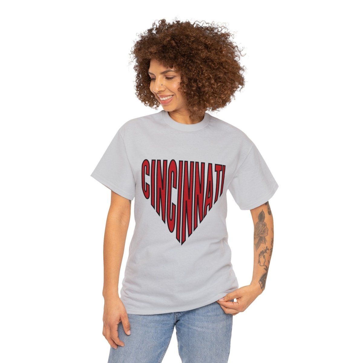 Cincinnati Baseball Plate Unisex Heavy Cotton Tee - Gathered Threds Cincy - T-Shirt