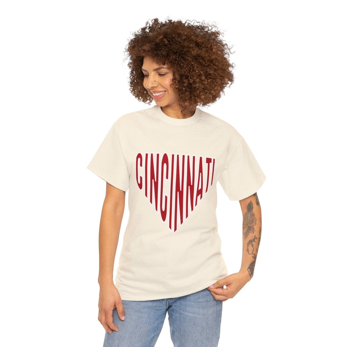 Cincinnati Baseball Plate Unisex Heavy Cotton Tee - Gathered Threds Cincy - T-Shirt