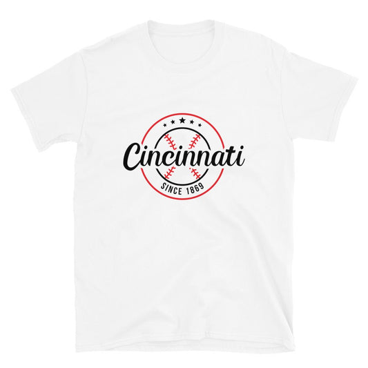 Cincinnati Baseball Short - Sleeve Unisex T-Shirt - Gathered Threds Cincy - 