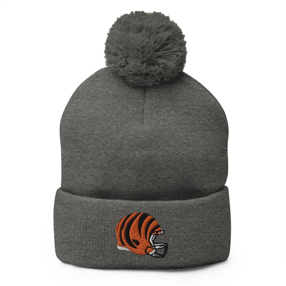 Cincinnati Bengals Helmet Pom - Pom Beanie - Gathered Threds Cincy - 