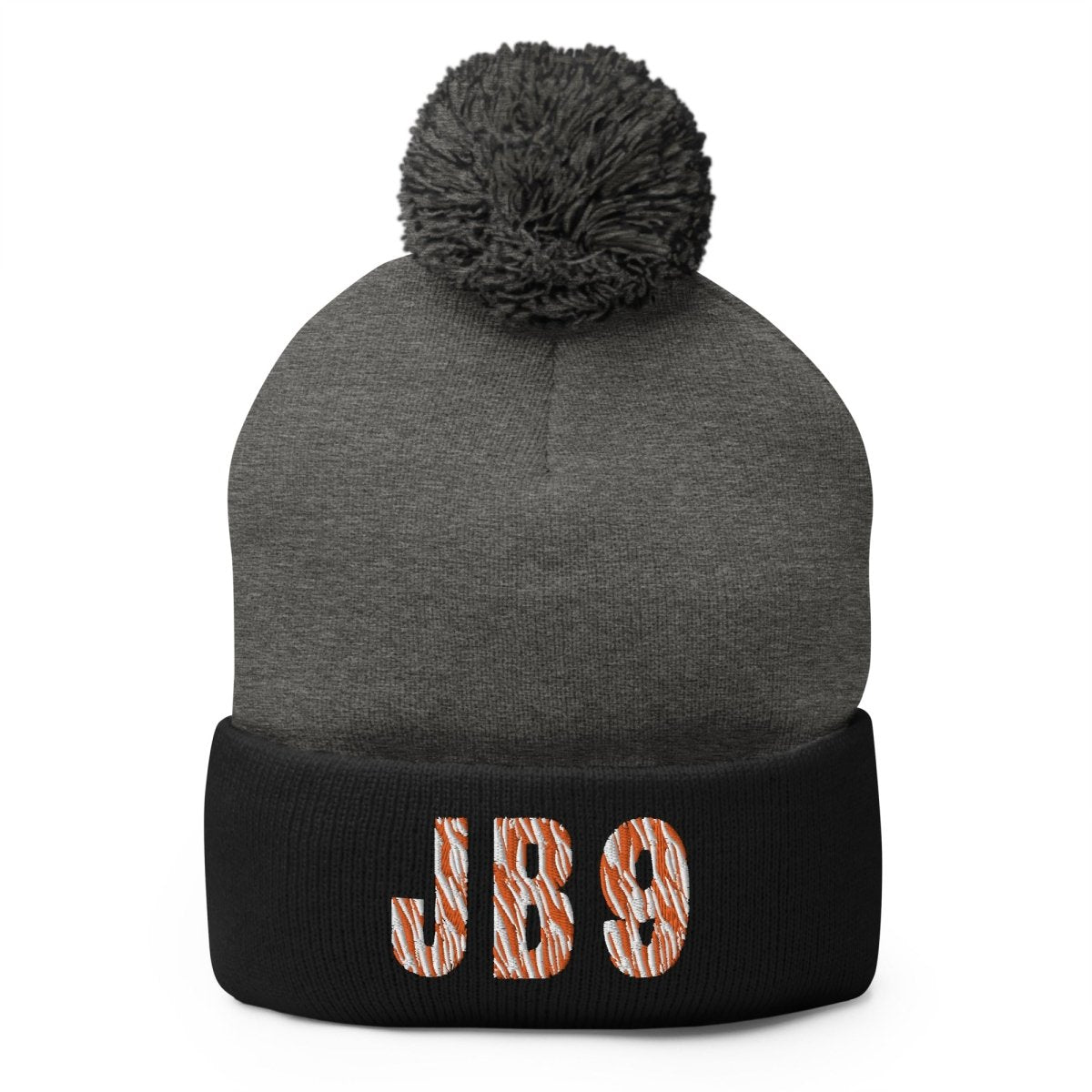 Cincinnati Bengals Joe Burrow JB 9 Pom - Pom Beanie - Gathered Threds Cincy - 