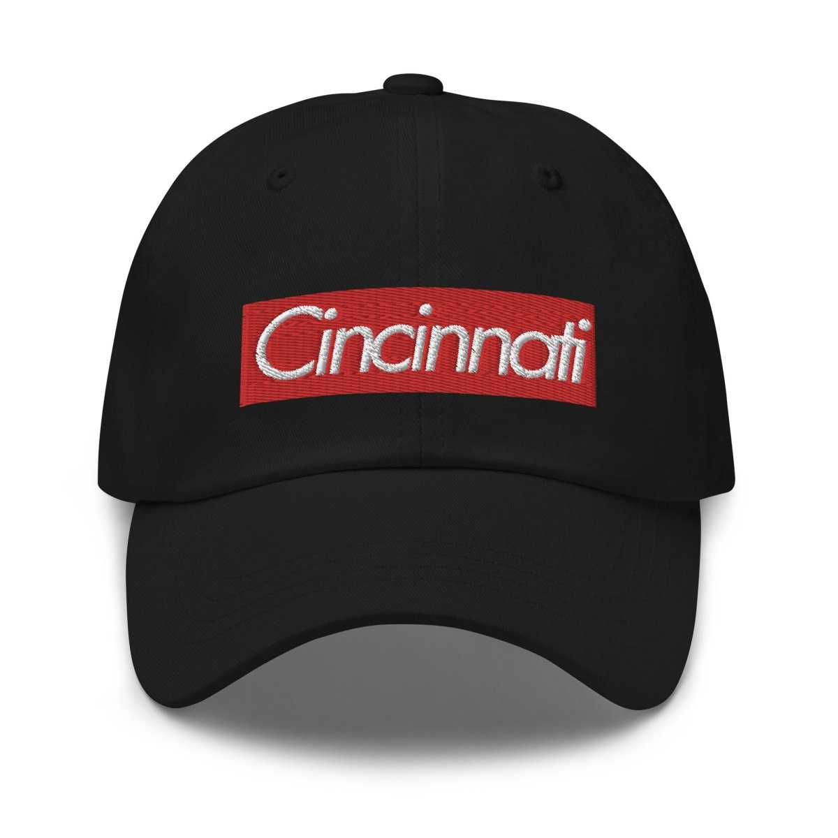 Cincinnati &quot;Supreme&quot; Font Cincinnati Reds Dad Hat - Gathered Threds Cincy - 