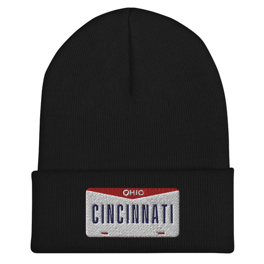 Cincinnati Ohio License Plate Cuffed Beanie