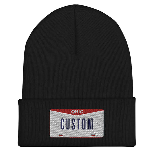 Custom Ohio License Plate Cuffed Beanie