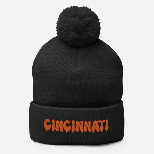 Melting Dripping Cincinnati Pom-Pom Beanie