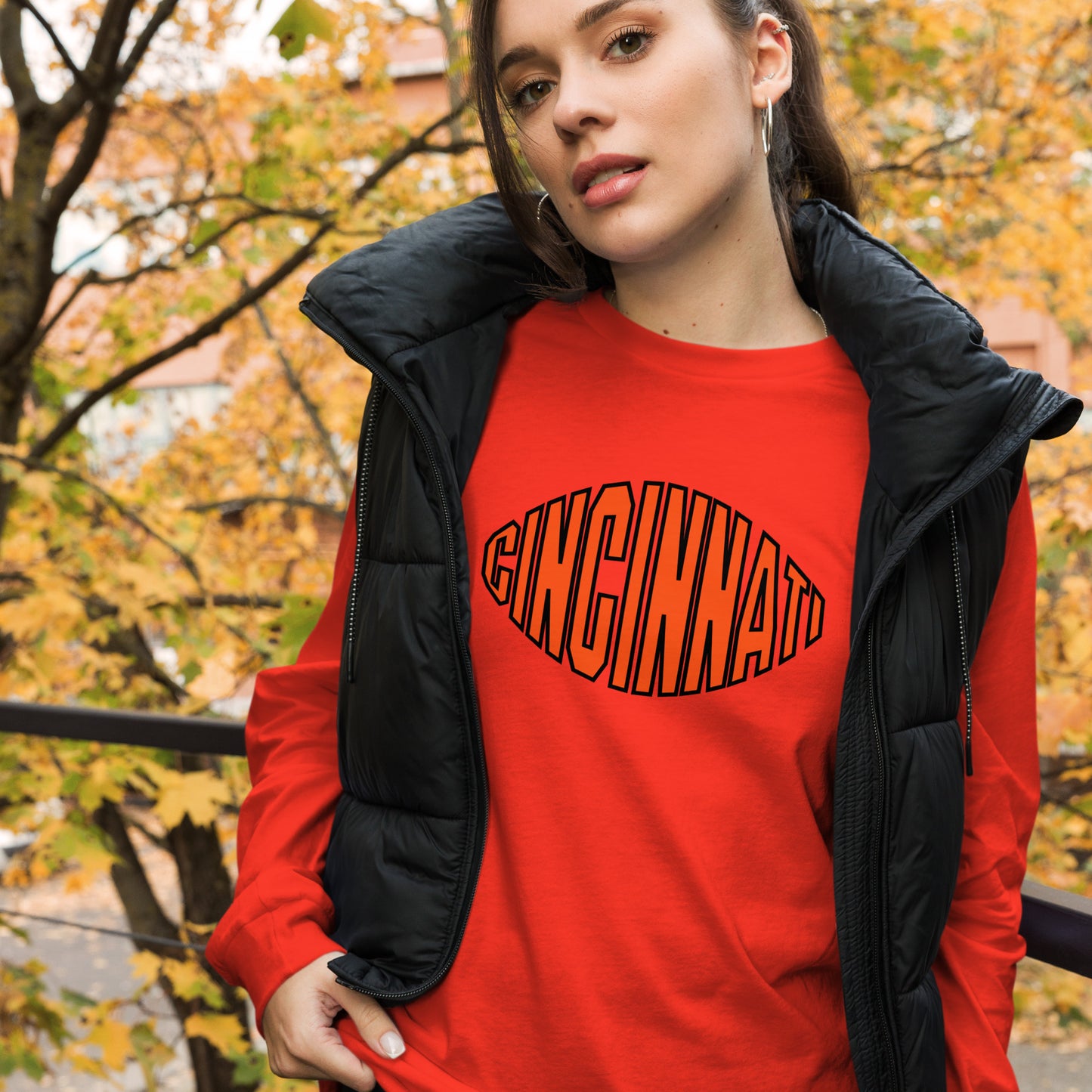 Cincinnati Football Text Unisex Long Sleeve Tee