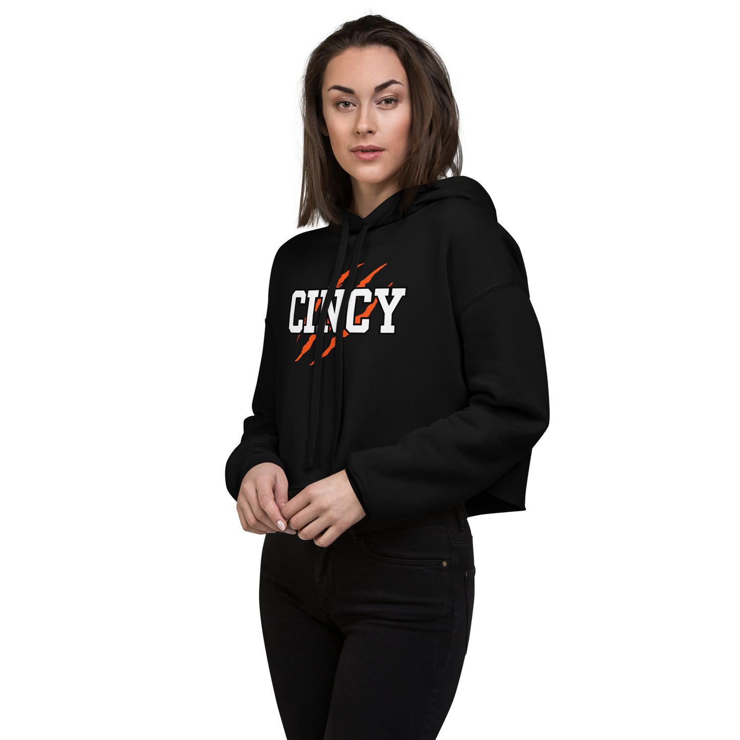 Cincy Tiger Scratch Crop Hoodie