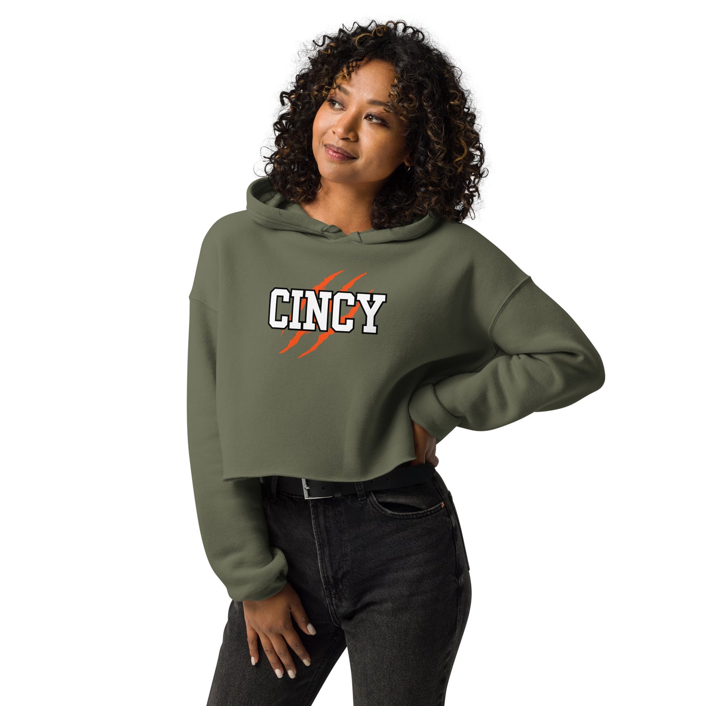 Cincy Tiger Scratch Crop Hoodie