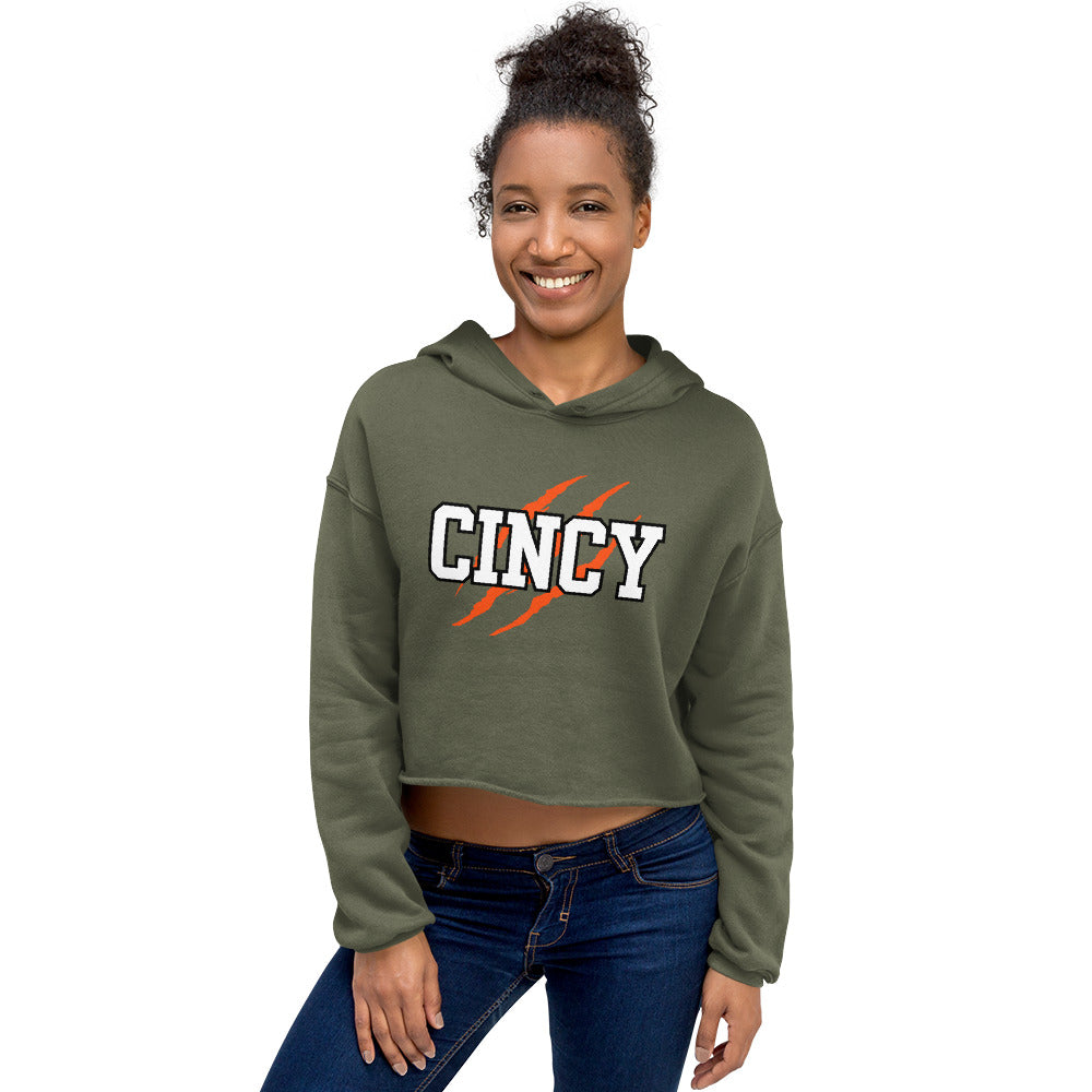 Cincy Tiger Scratch Crop Hoodie