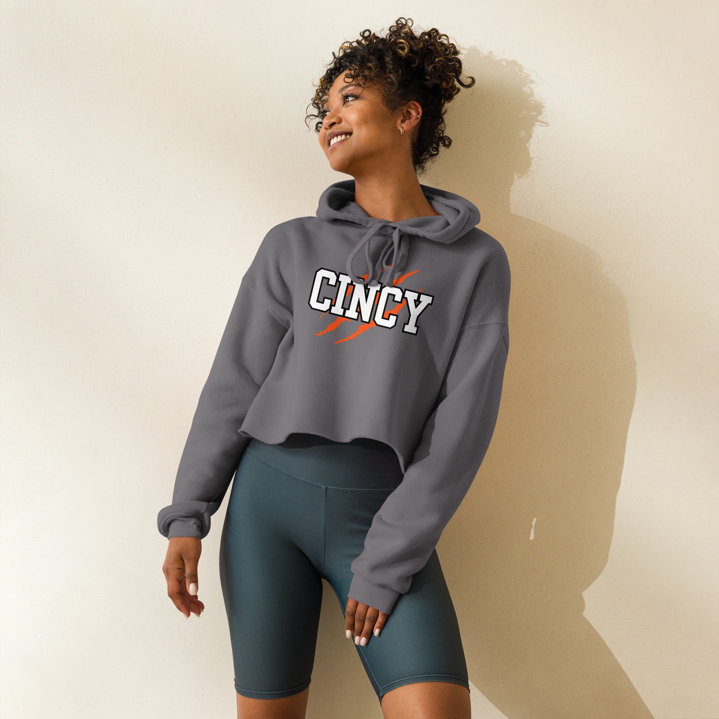 Cincy Tiger Scratch Crop Hoodie