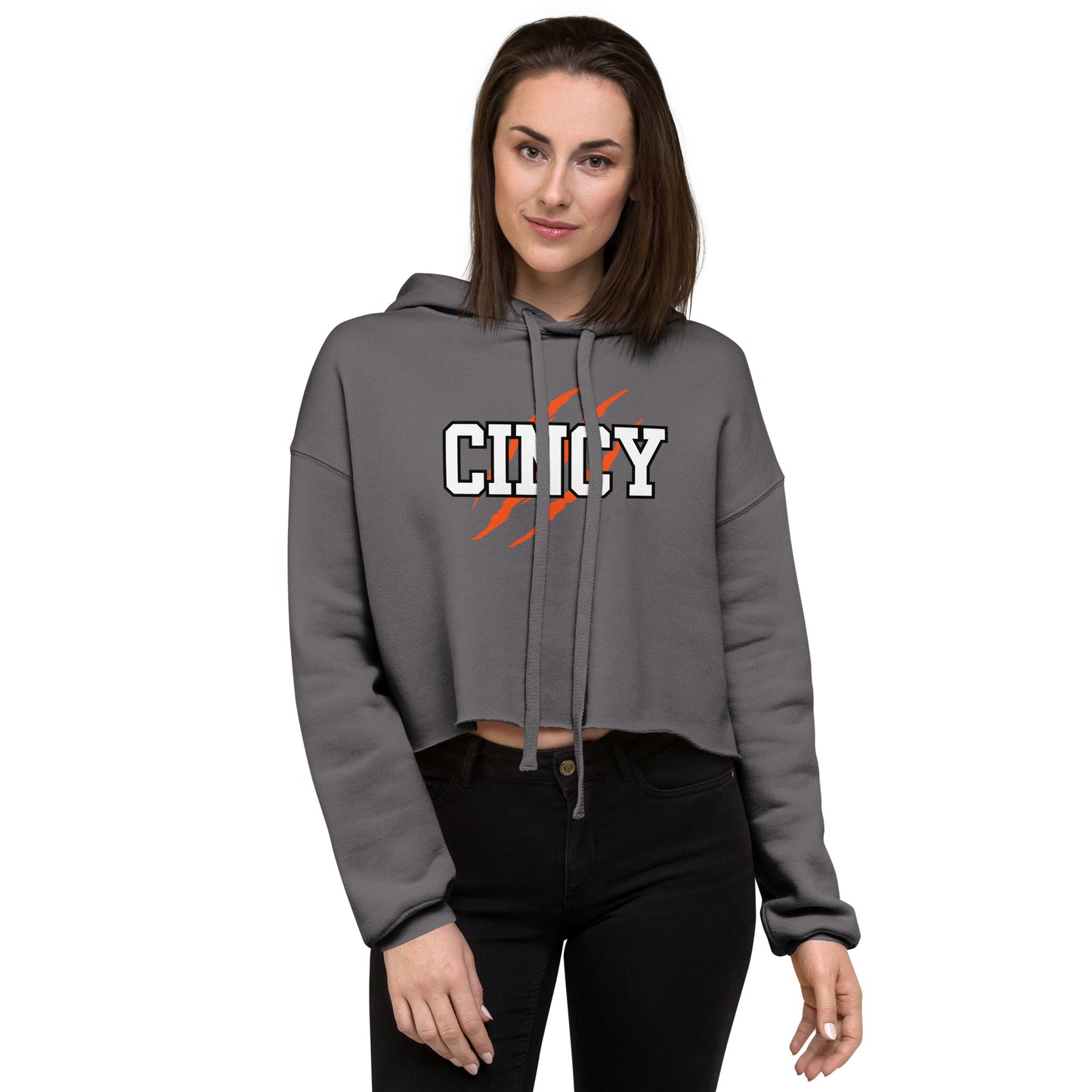 Cincy Tiger Scratch Crop Hoodie