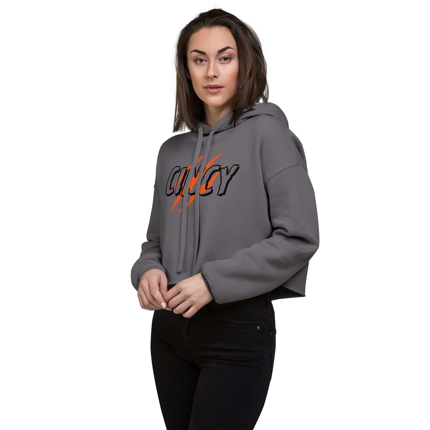 Cincy Tiger Scratch Crop Hoodie