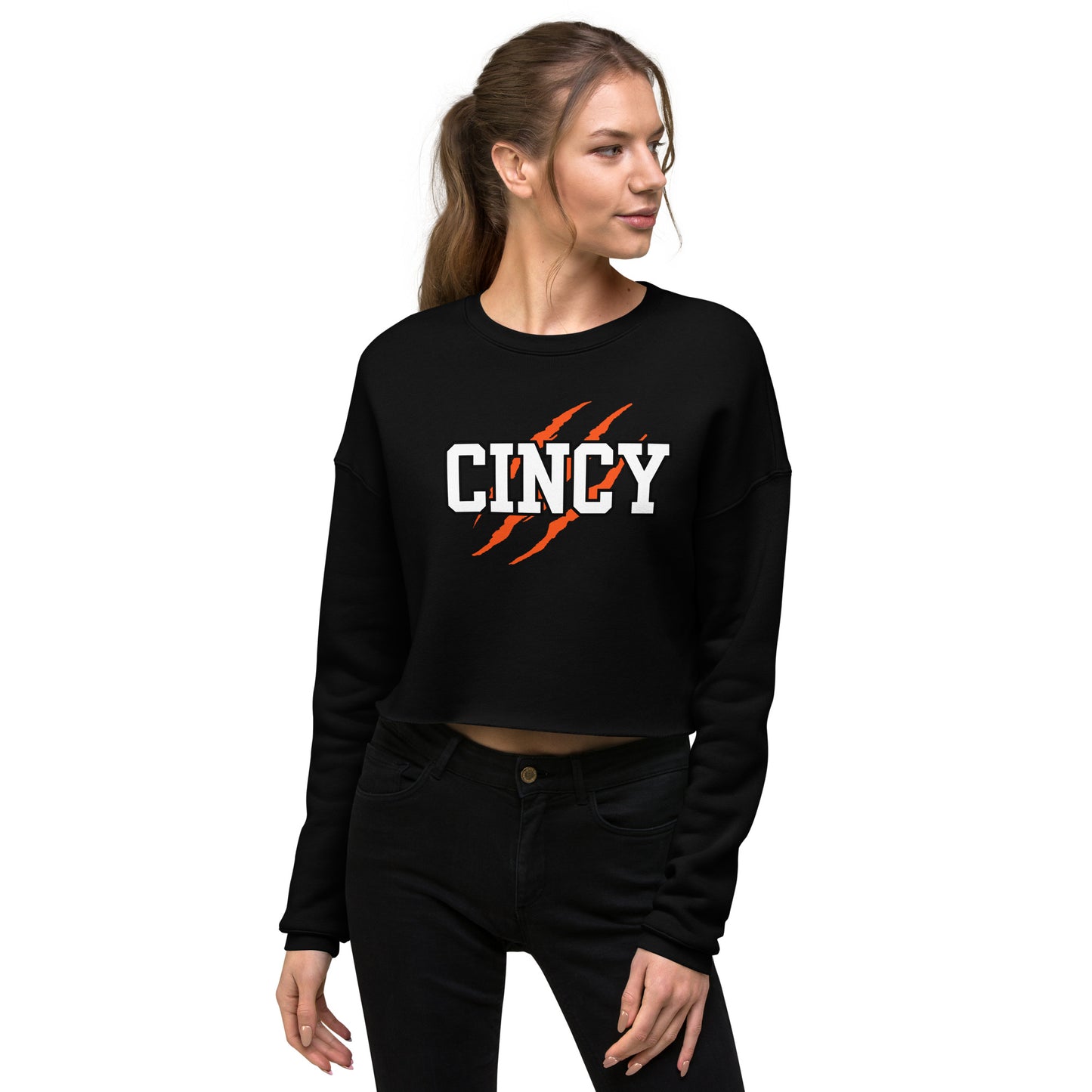 Cincy Tiger Scratch Crop Sweatshirt