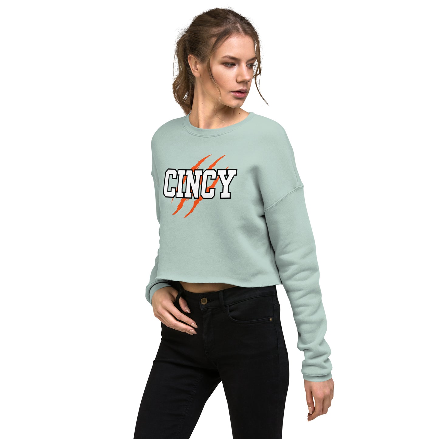 Cincy Tiger Scratch Crop Sweatshirt