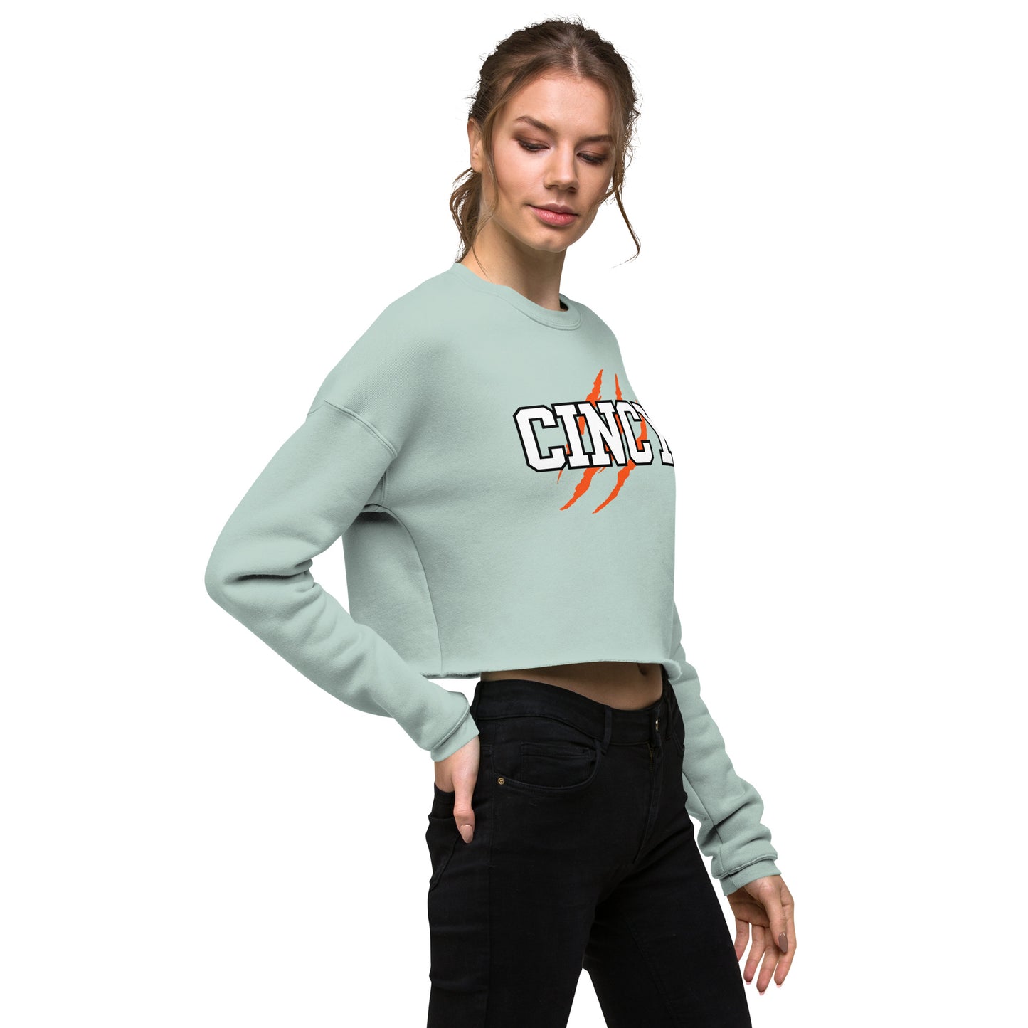 Cincy Tiger Scratch Crop Sweatshirt