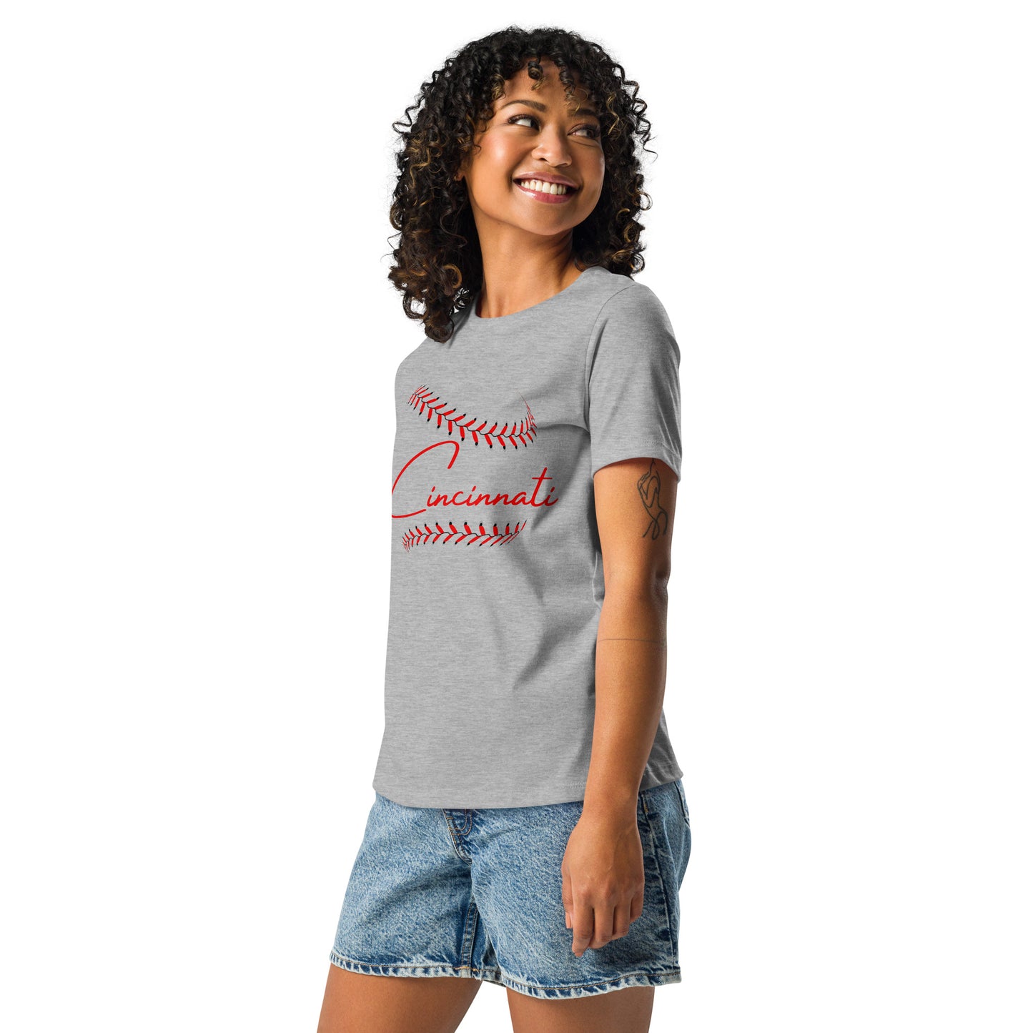 Cincinnati Baseball Stitches Women's Relaxed T-Shirt