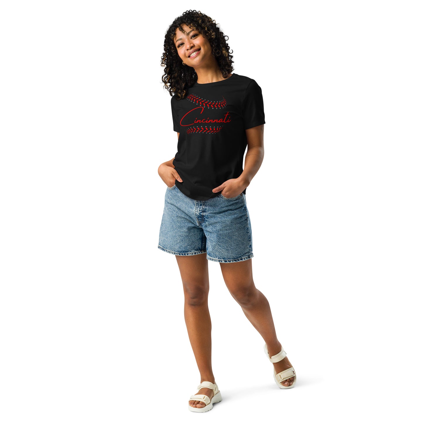 Cincinnati Baseball Stitches Women's Relaxed T-Shirt