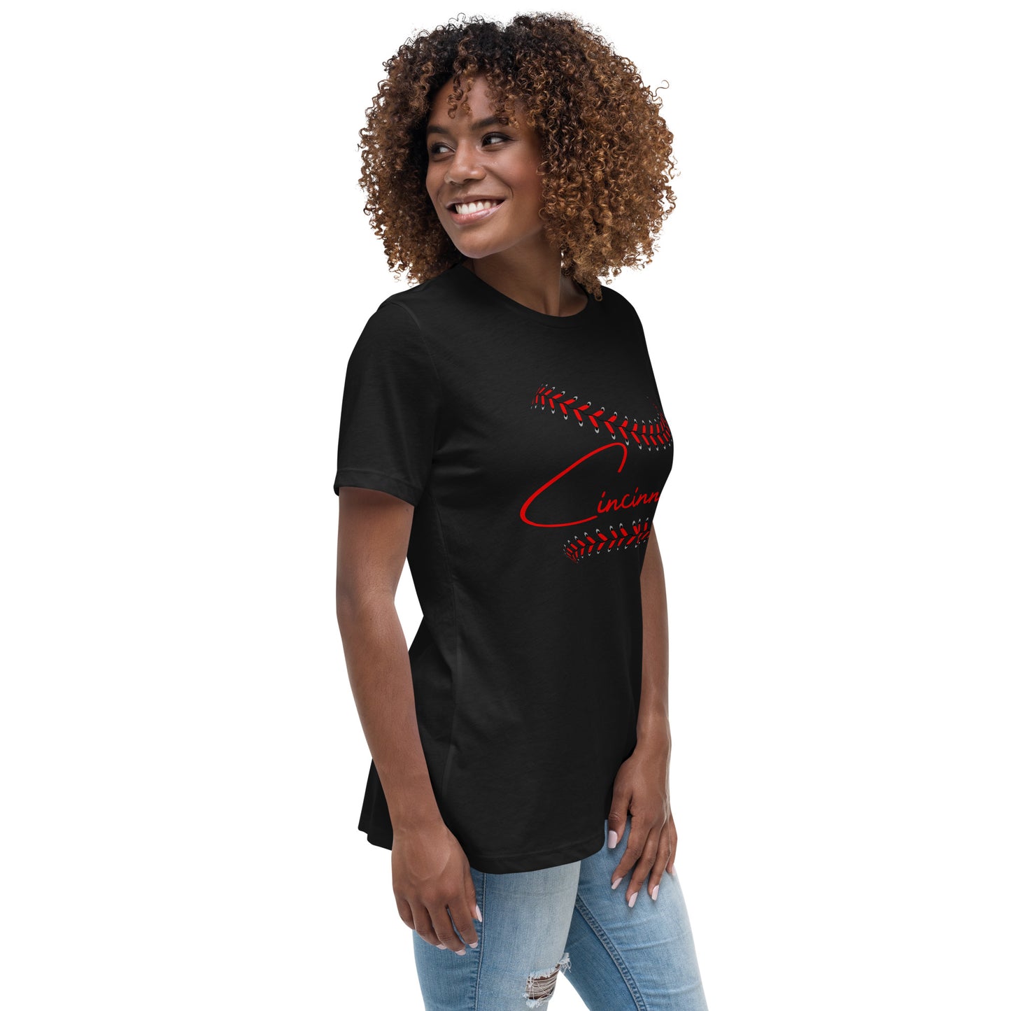 Cincinnati Baseball Stitches Women's Relaxed T-Shirt